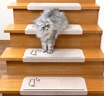 〔サンコー〕おくだけ吸着蓄光階段マット　ネコ　15枚入