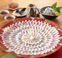 とらふく刺身絵皿盛り