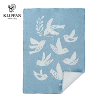 〔クリッパンby Camilla Lundsten〕NESTING BIRD ラムウールブランケット ミニ ダスティーブルー