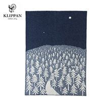 〔クリッパン〕HOUSE IN THE FOREST ラムウールブランケット シングル ネイビー