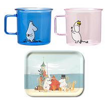 〔ムーミン〕ガラスマグ2個＆トレイセット