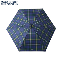 〔マッキントッシュフィロソフィー〕タータンチェック折りたたみ雨傘　ブルー系（父の日用）