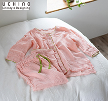 〔ウチノ〕クレープガーゼノーカラーレディスパジャマ ピンク L