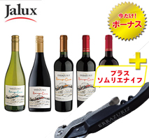 〔JALUX〕中南米最高峰ワイナリー「エラスリス」5本セット（ソムリエナイフ付）