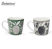 〔リトルファント〕Plum マグカップ グリーン＆グレー ペアセット