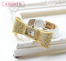 〔ABISTE〕立体リボンデザインホワイトベルト時計