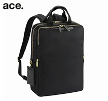 〔エース〕ace.フィッテム　レディスビジネスリュック ブラック　68682-01