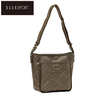 〔エルスポーツ〕ジャガード織り縦ショルダーバッグ ブラウン（メーカー希望小売価格16,650円）