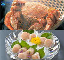 〔カネサン佐藤水産〕北海道毛がに・帆立貝柱セット