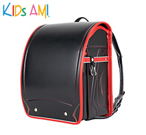 〔キッズアミ〕ワンダフルポッケ　ブラック×パッションレッド