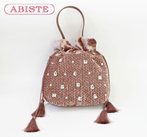 〔ABISTE〕巾着型ベロアビジュー2wayバッグ