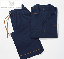 〔ホテルライクインテリア〕コットンジャージーパジャマ ネイビー　メンズ M