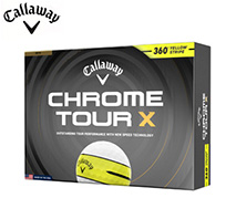 〔キャロウェイ〕CHROME TOUR Xボール（イエロー360°ストライプ）