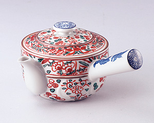 彫赤絵花鳥　急須
