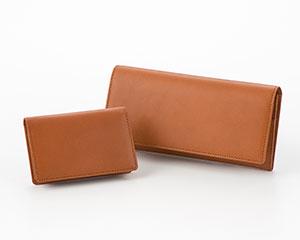 栃木レザー　長財布・名刺入れセット　ブラウン