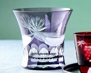 〔すみだ江戸切子館〕オールドグラス1客松葉に三日月繋ぎ