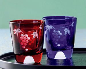 江戸切子ペア酒杯　ぶどう