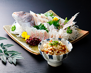〔吟月〕天然真鯛の姿造りと鯛めしセット
