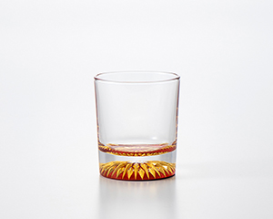 〔工房ヤマセン〕宝相華　ロックグラス　朱