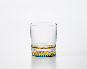 〔工房ヤマセン〕宝相華　ロックグラス　蒼