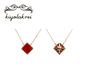 〔kiyolakrei〕赤珊瑚スクエアネックレス