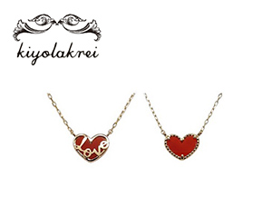 〔kiyolakrei〕赤珊瑚ハートネックレス