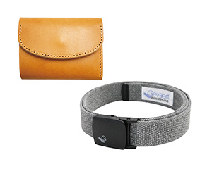 〔Gevaert　栃木レザー〕プラバックルベルト＆三つ折り財布