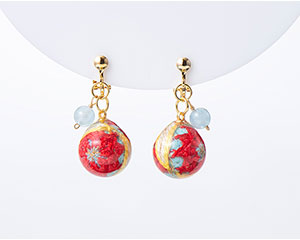 〔毬玉〕毬玉イヤリング「日出づる」