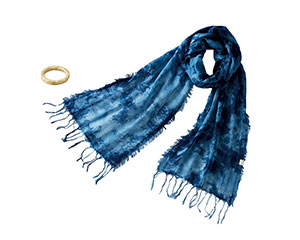 藍染ストール（こもれび）＆土佐和紙リングセット